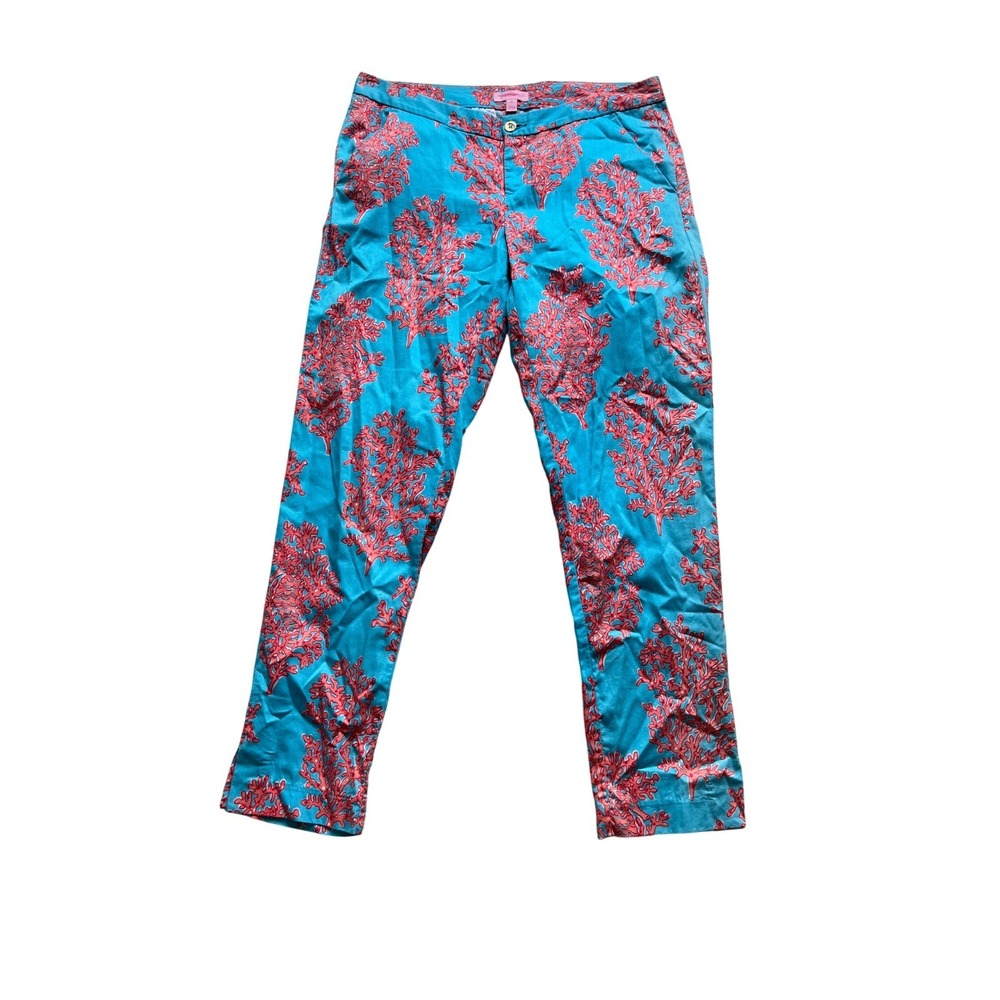 Lilly Pulitzer, long pant trouser blue coral beach size 8‎